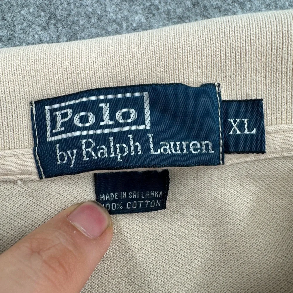 Polo Ralph Lauren Polo Shirt Mens XL Classic Tan Beige‎ Pocket Pique Cotton
